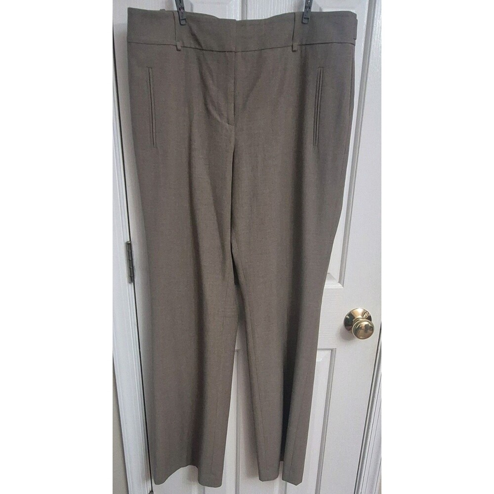 LOFT Women's Solid Gray Flat Front Straight Leg Dress Pants Size 10 Regular